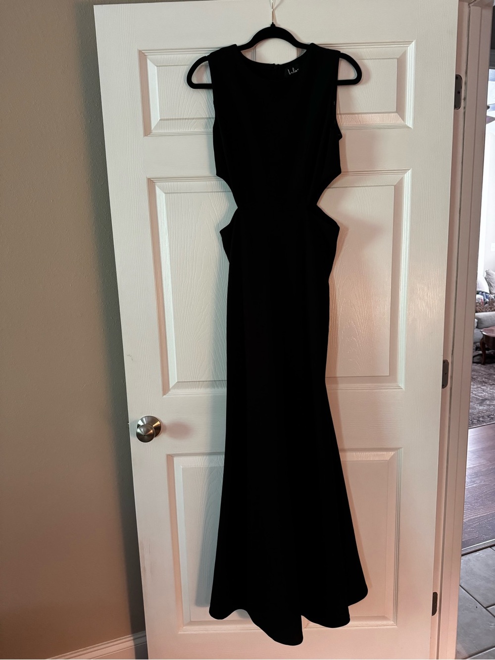 Lulu's Black Sleeveless Cutout Evening Dress